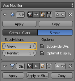 Adjust subdivisions and click apply