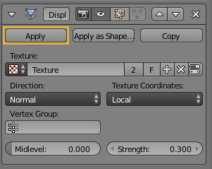 Apply displacement modifier