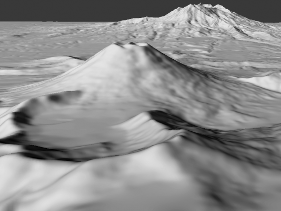 Mt Ruapehu and Mt Ngauruhoe model from north